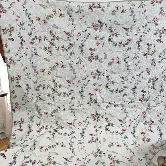 Vintage Shabby Chic Cottage‎ Victorian Botanical French Country Quilt Queen - Picture 1 of 7